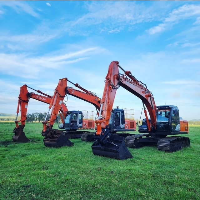 Heavy earthmoving machinery at work